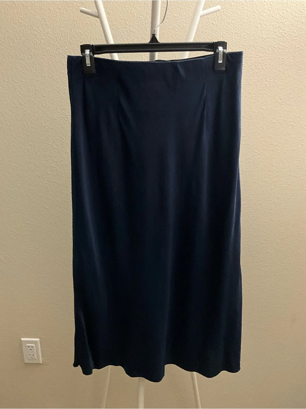 Quince Navy Washable Silk Slip Midi Skirt M